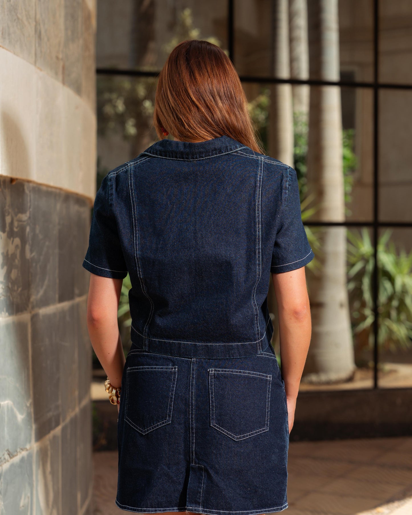 Short sleeves denim shirt