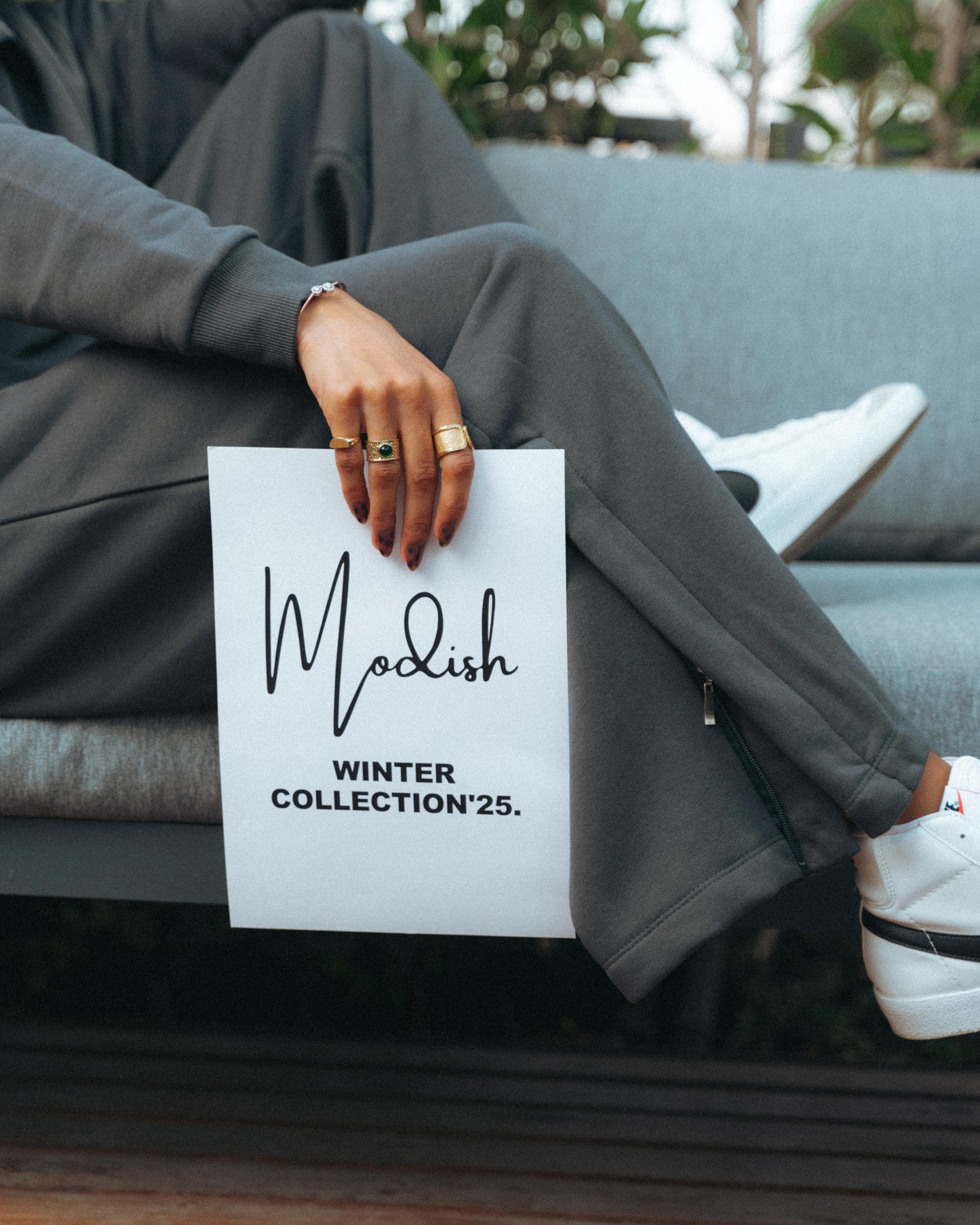 Grey Side-zip wide leg sweatpants