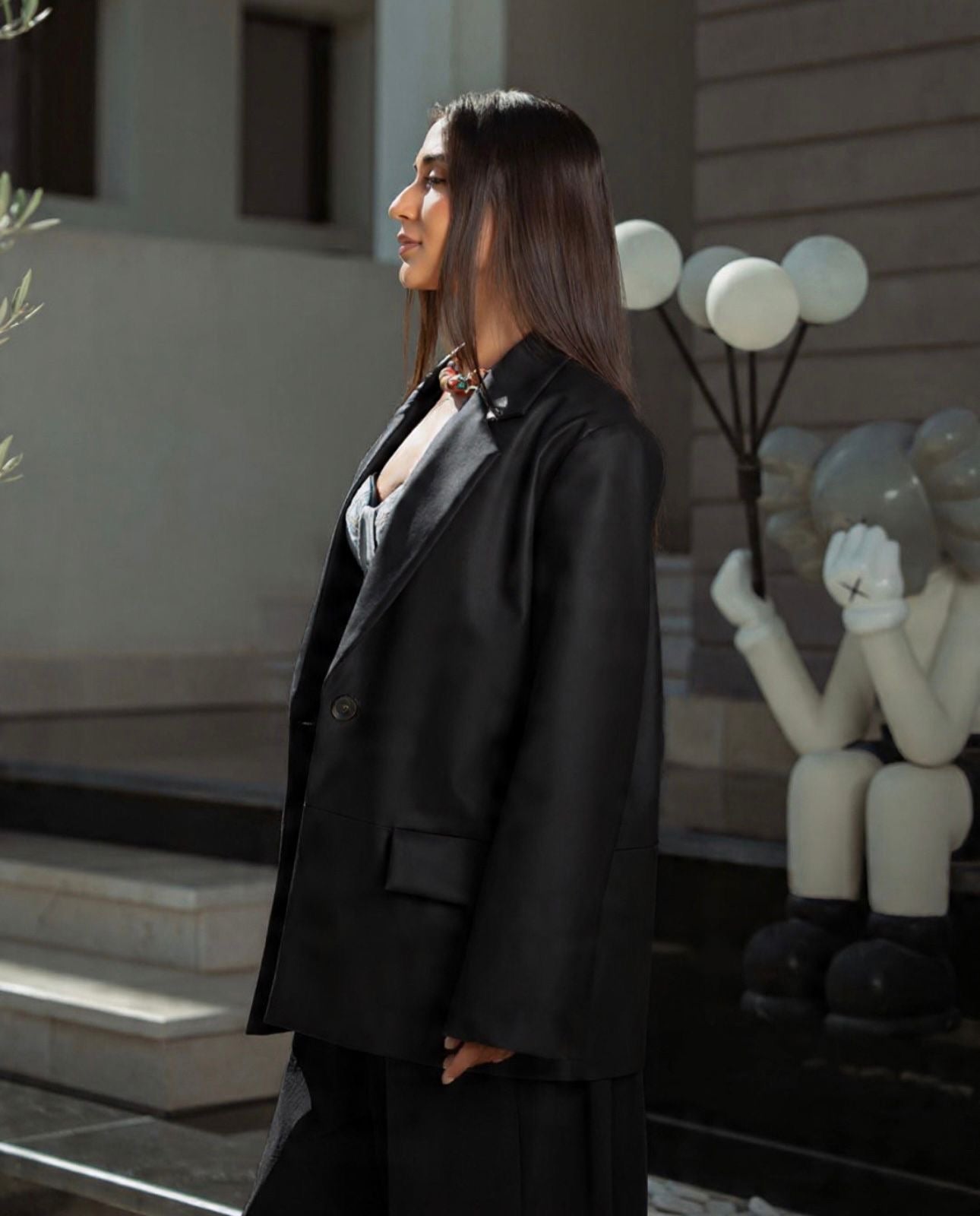 Black leather blazer