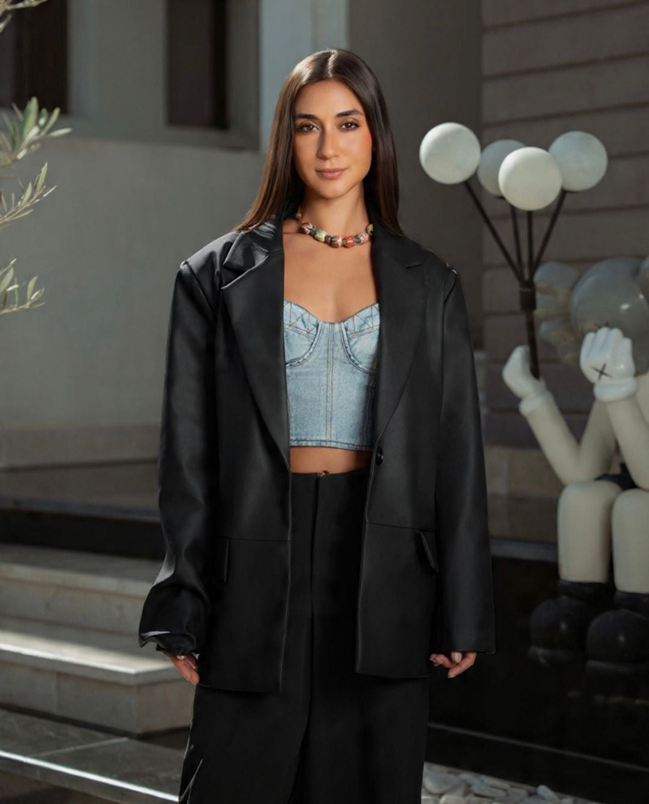 Black leather blazer