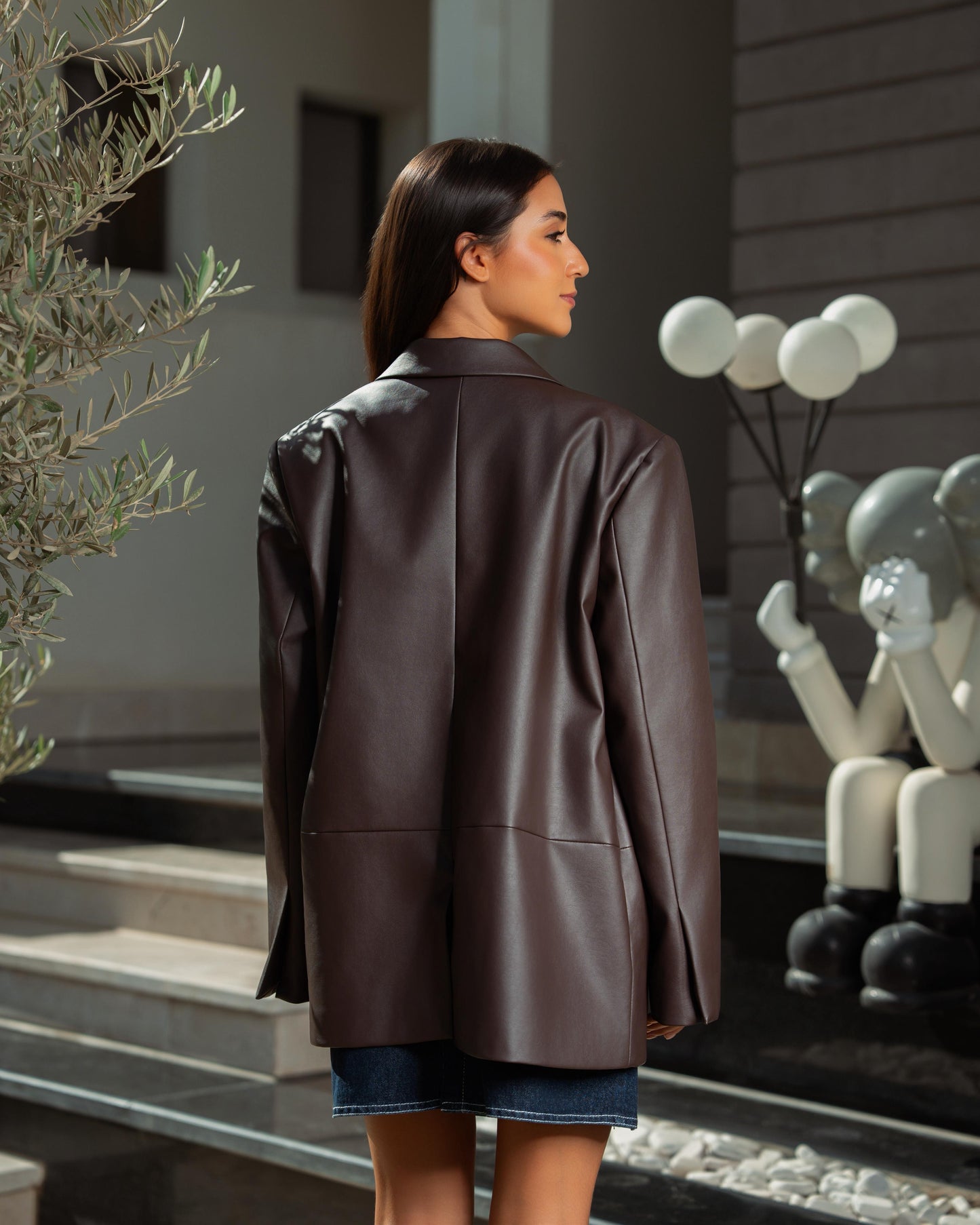 Brown leather blazer