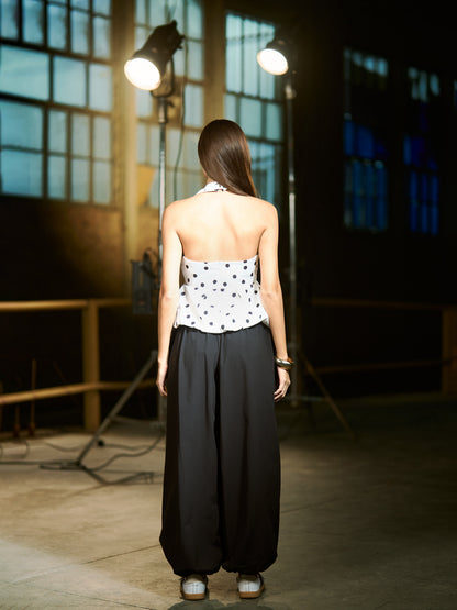 White x Black - Puffy polka top