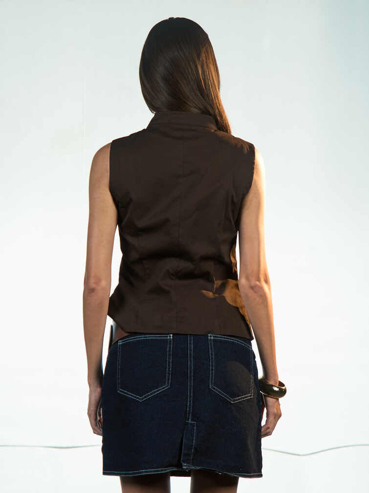 Brown - Sculpted edge waistcoat