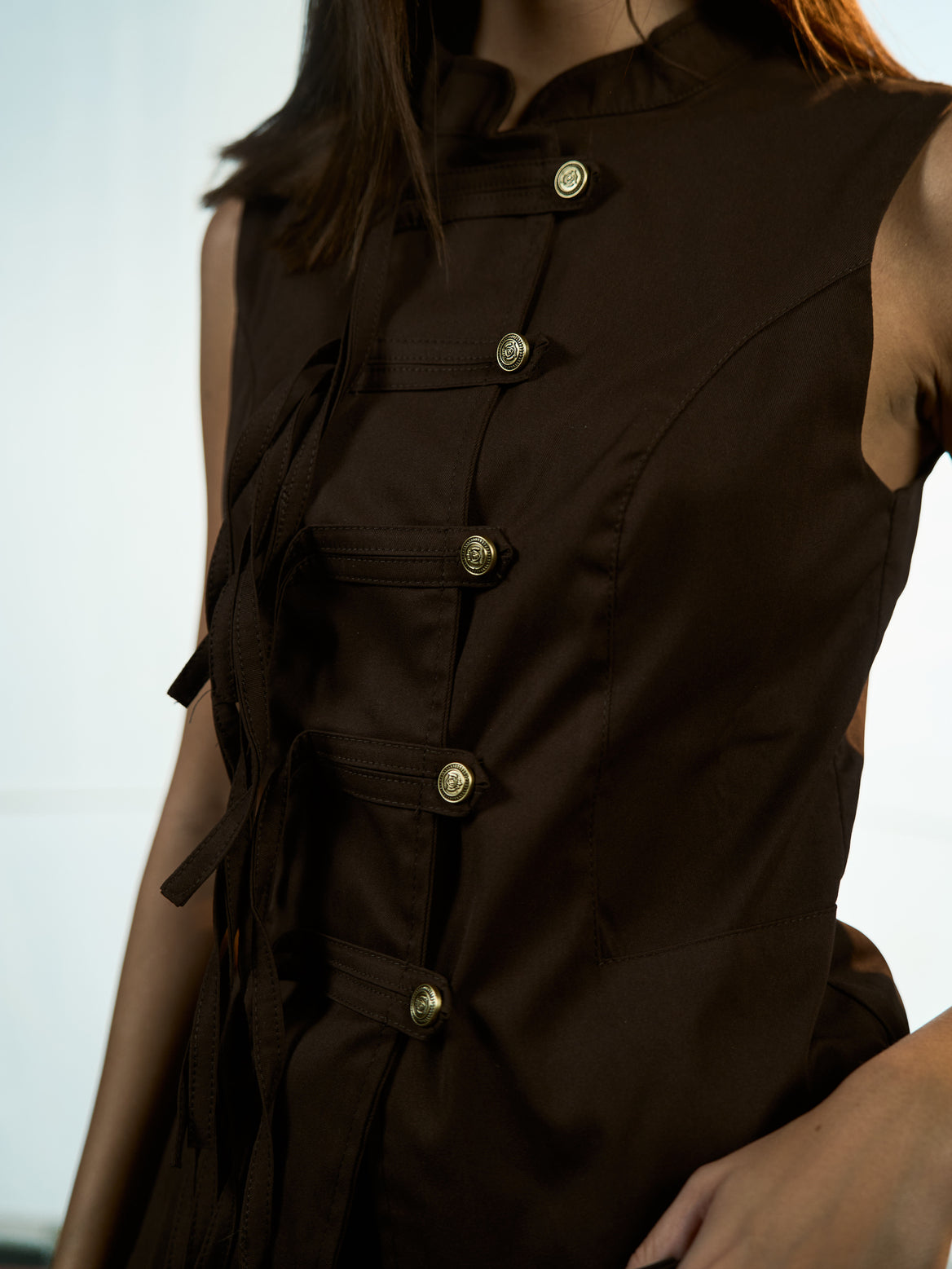 Brown - Sculpted edge waistcoat