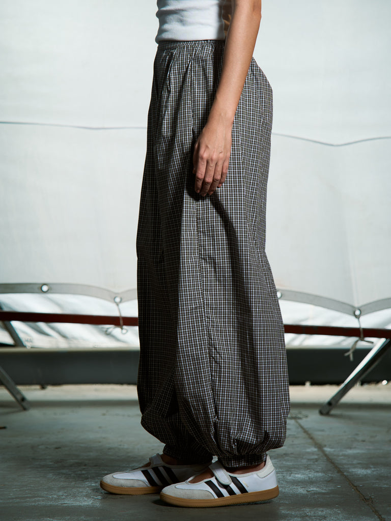 Olive - Checkered balloon pants