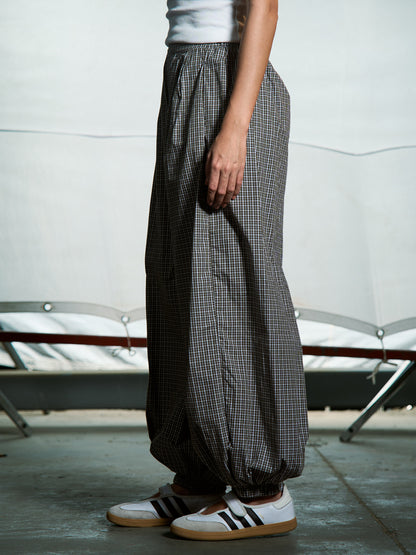 Olive - Checkered balloon pants