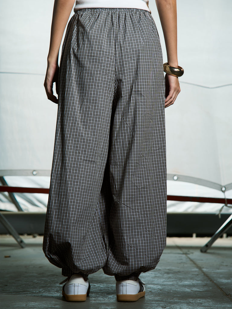 Olive - Checkered balloon pants