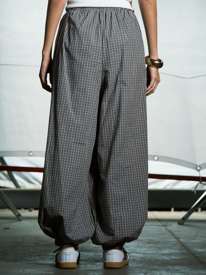 Olive - Checkered balloon pants