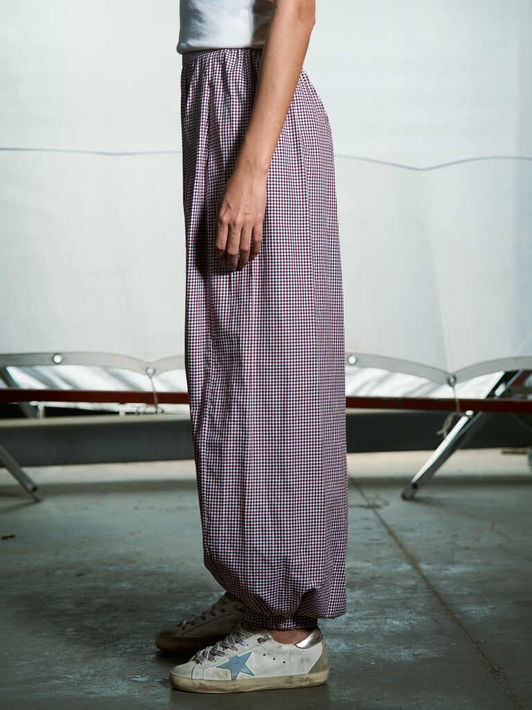 Burgundy - Checkered balloon pants