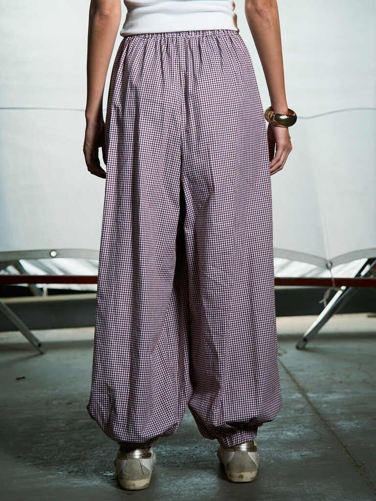 Burgundy - Checkered balloon pants