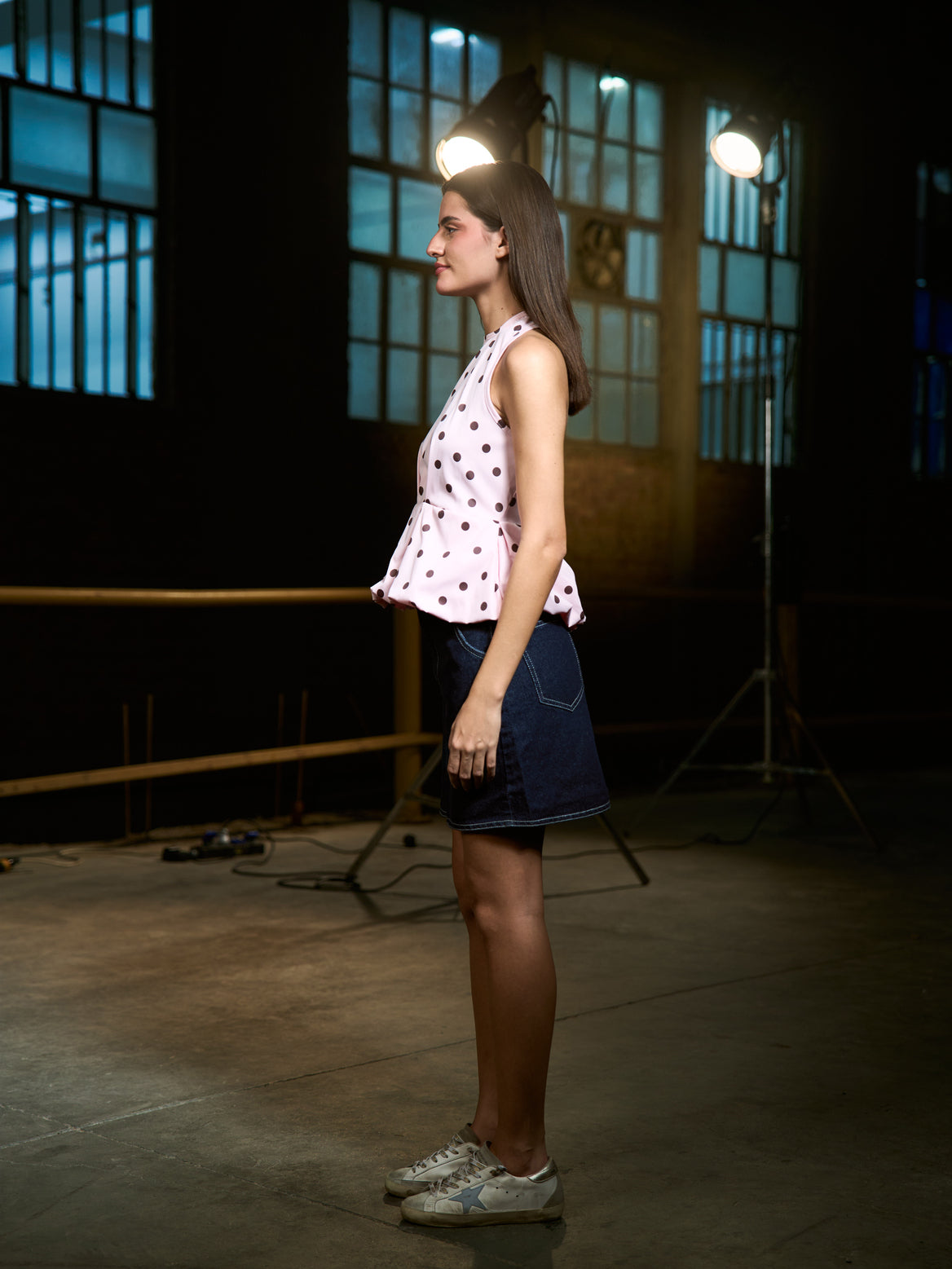 Pink x Brown - Puffy polka top