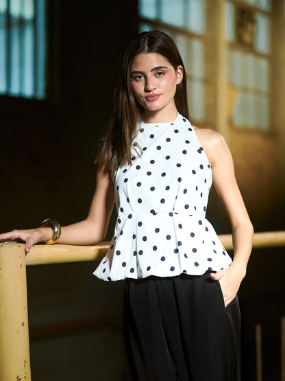 White x Black - Puffy polka top