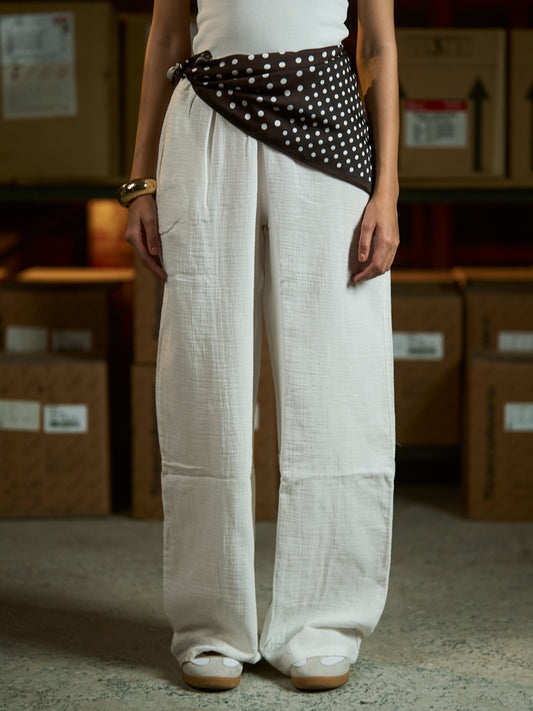 Off-white linen look cotton pants