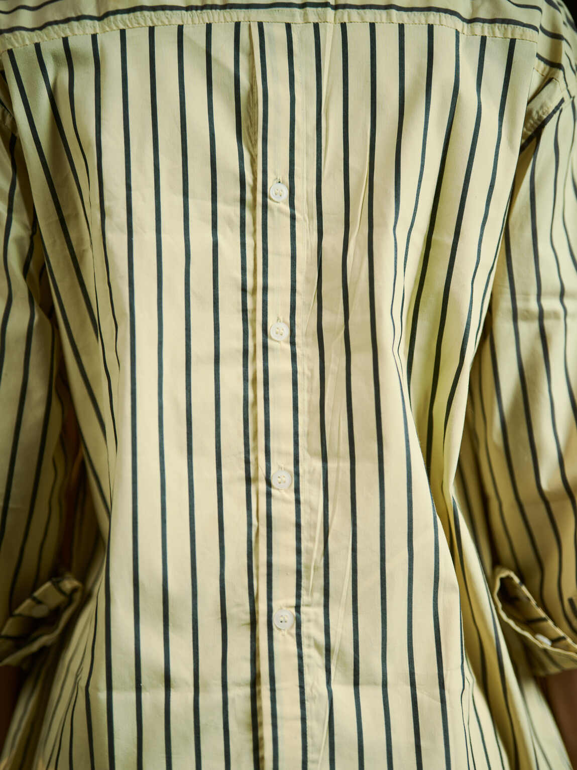 Yellow oversized striped poplin shirt