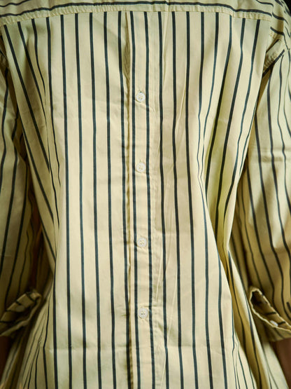 Yellow oversized striped poplin shirt