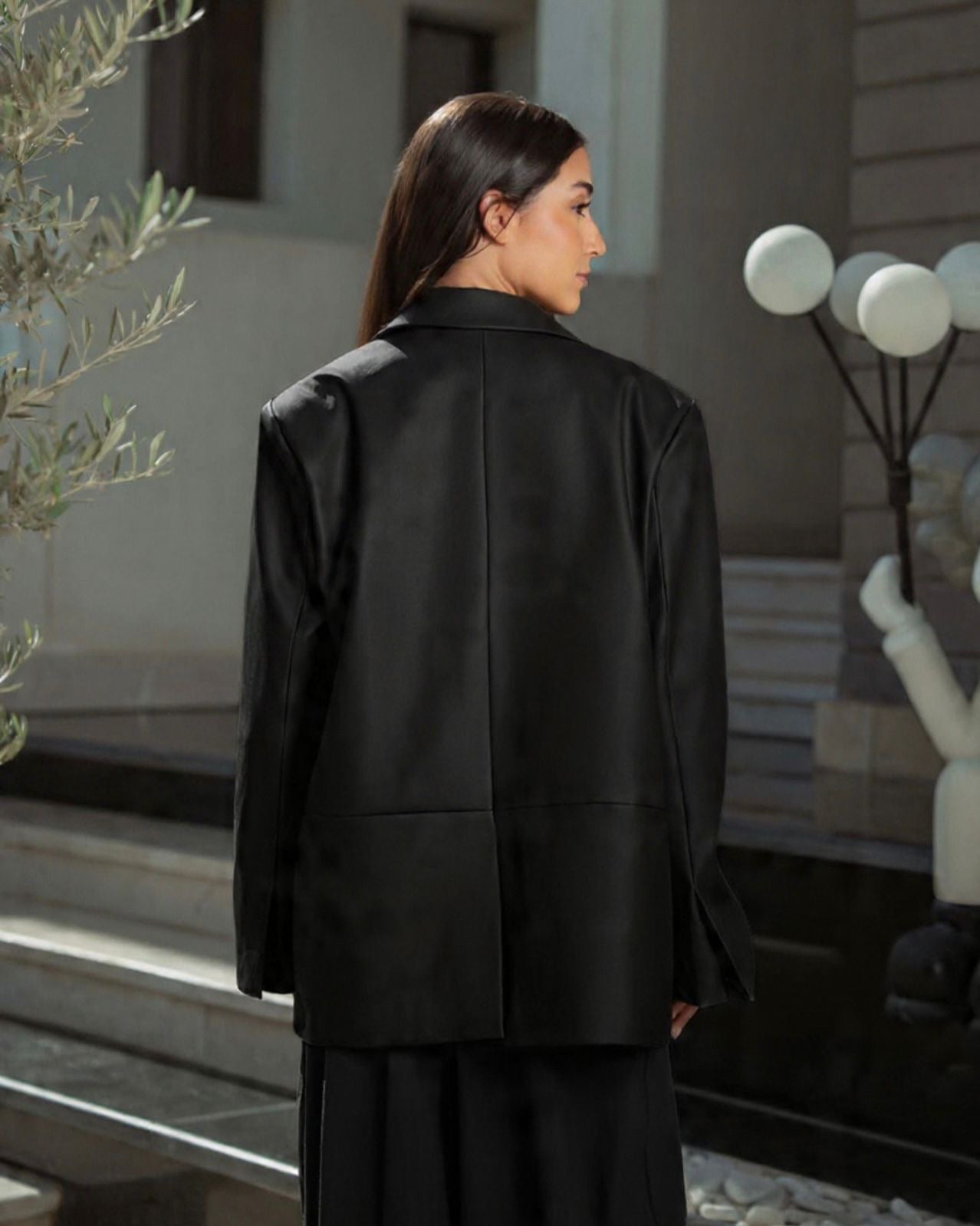 Black leather blazer