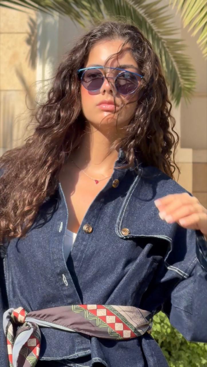 The edgy denim jacket X stain scarf