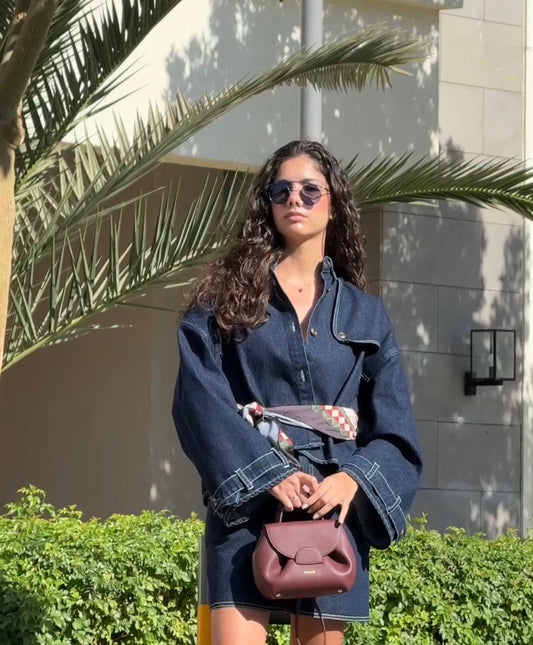 The edgy denim jacket X stain scarf