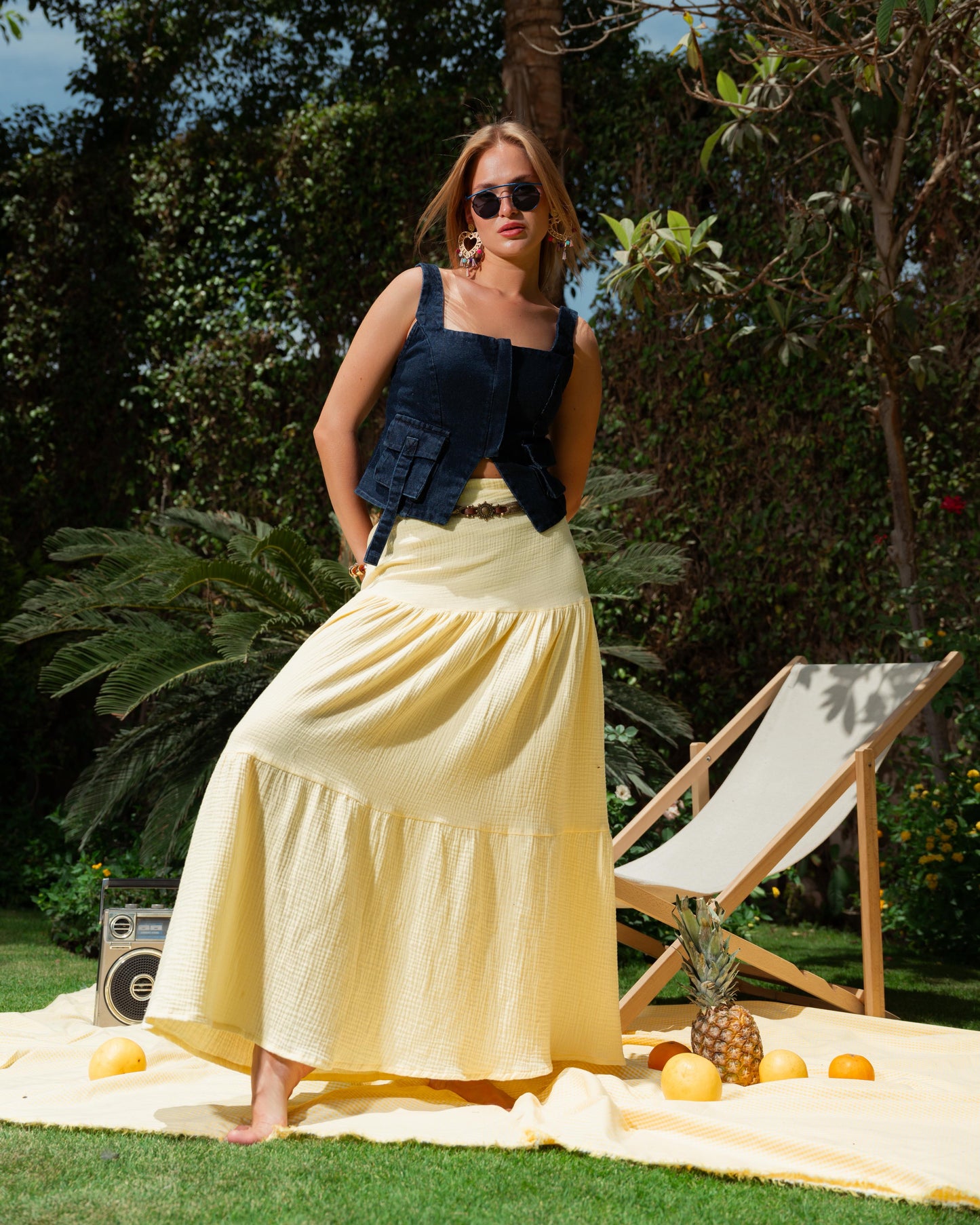 Butter yellow boho skirt