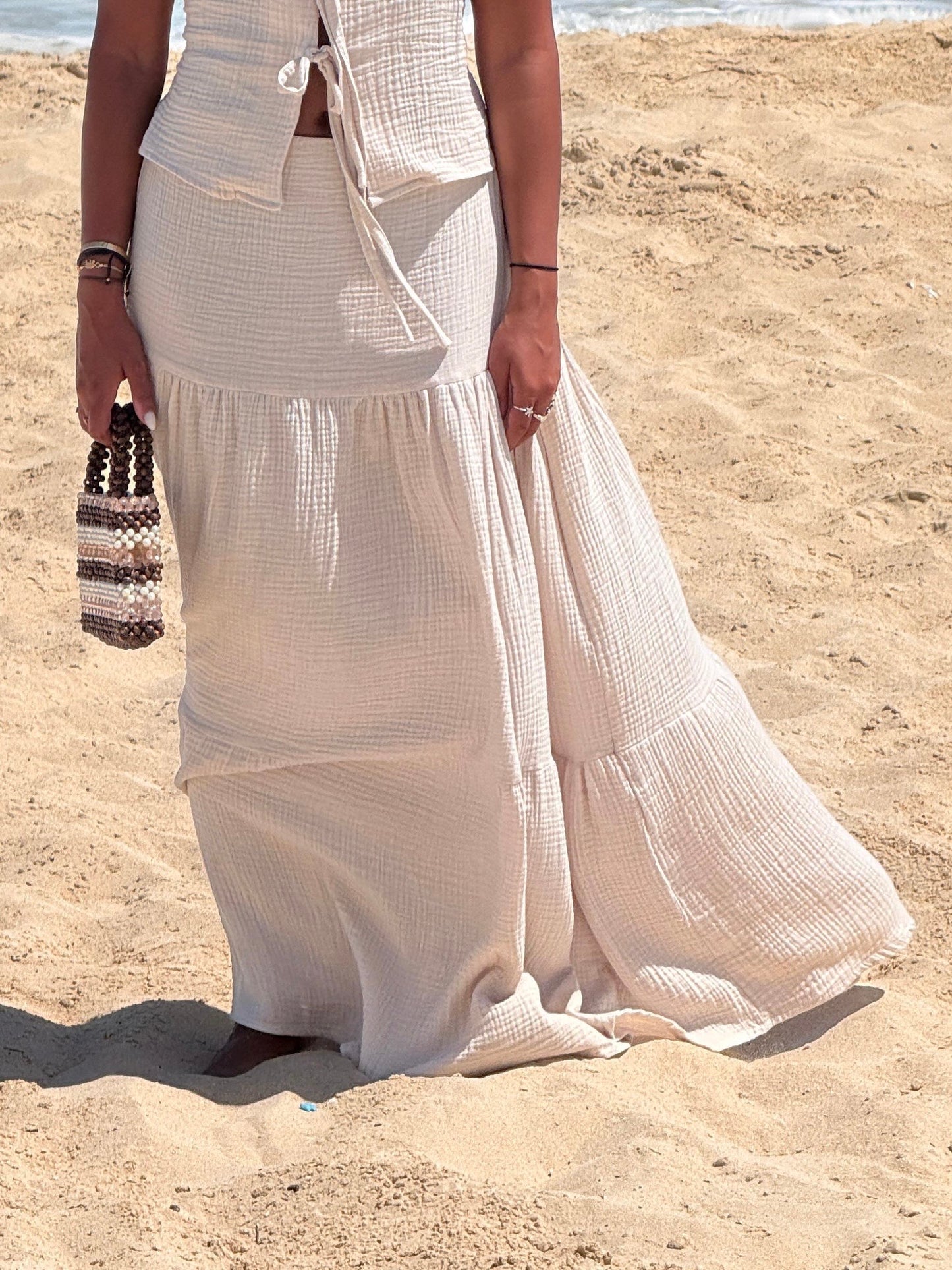 Light beige boho skirt